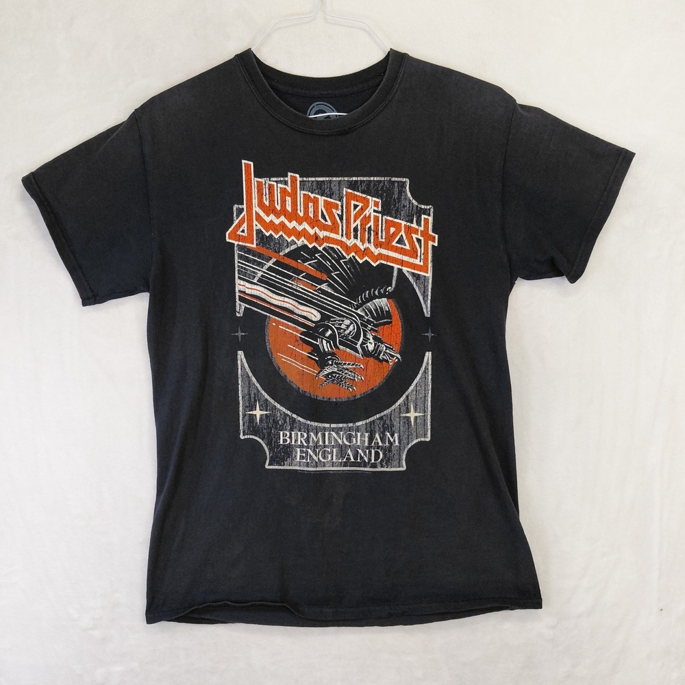 Judas Priest Birmingham England Graphic Tee Black Distressed Mens Medium MD